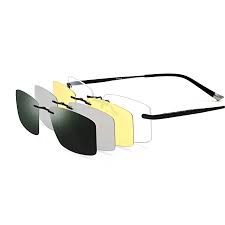 Magnetic Clip on Sunglasses for Men & Women Polarized UV Protection Retro Square Eyeglasses Fit Over Night Driving (3 PCS)