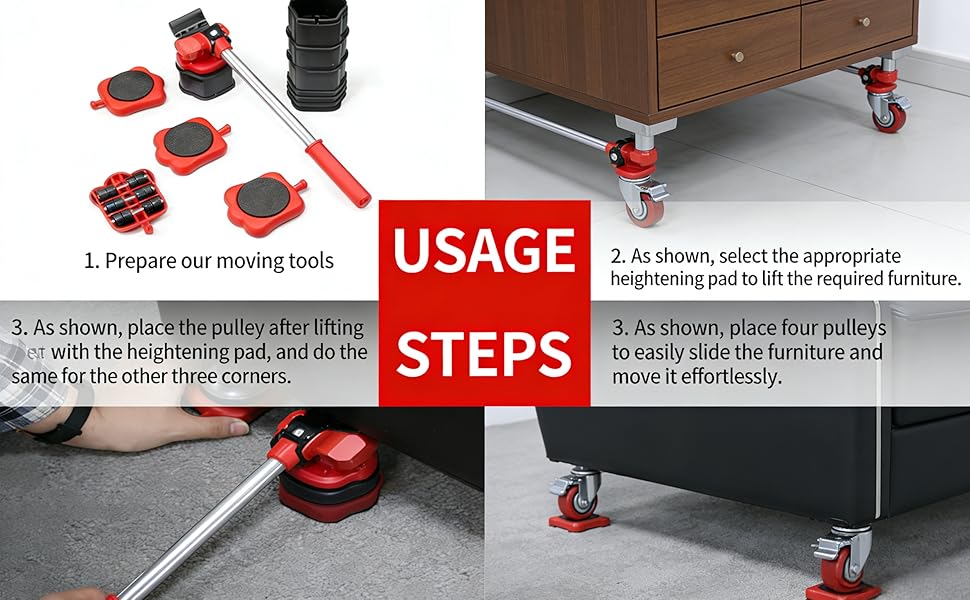 Heavy Duty Furniture Moving Roller - Furniture Lifter Sliders Set