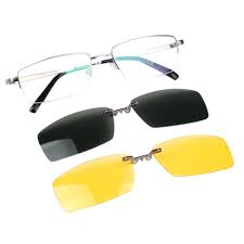 Magnetic Clip on Sunglasses for Men & Women Polarized UV Protection Retro Square Eyeglasses Fit Over Night Driving (3 PCS)