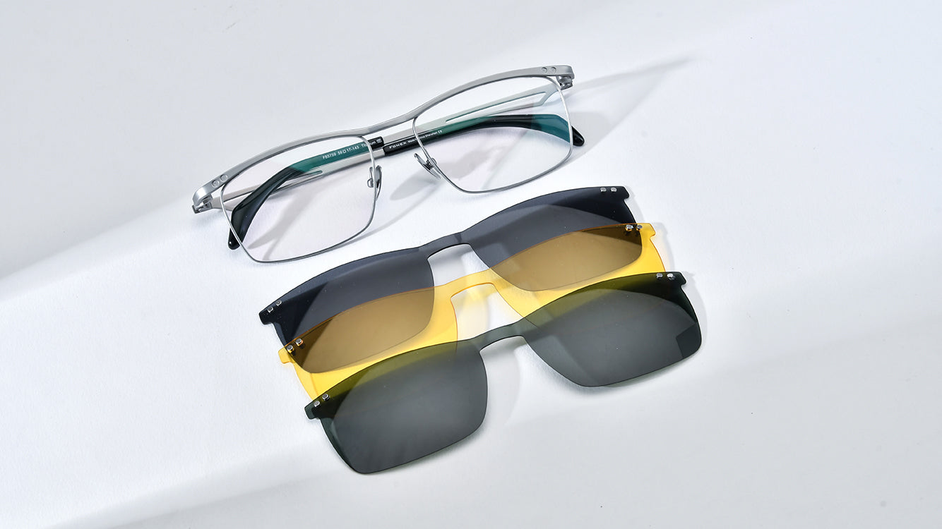 Magnetic Clip on Sunglasses for Men & Women Polarized UV Protection Retro Square Eyeglasses Fit Over Night Driving (3 PCS)