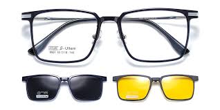 Magnetic Clip on Sunglasses for Men & Women Polarized UV Protection Retro Square Eyeglasses Fit Over Night Driving (3 PCS)