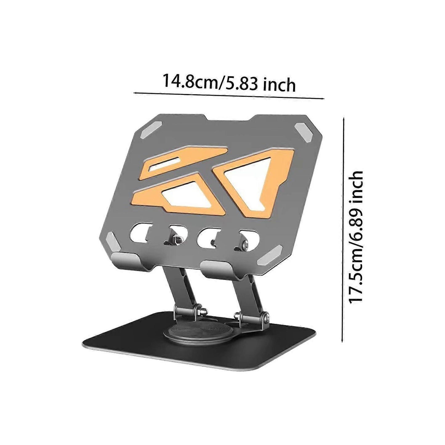 Adjustable Desktop Tablet Holder with 360° Rotating Base and Built-in Storage Stand